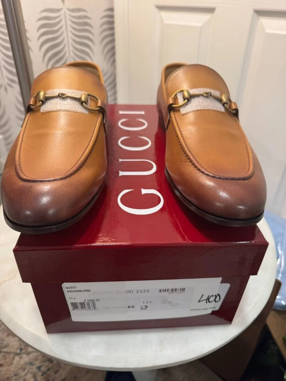 Gucci Jordaan Brown Leather Horsebit Loafers 11.5 New